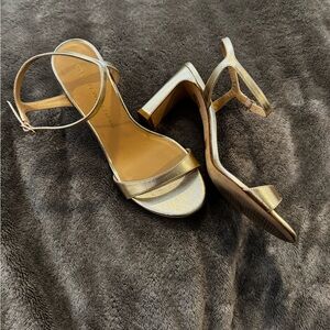Stuart Weitzman Gold Strappy Heels